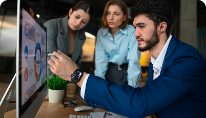 team reviewing analytics